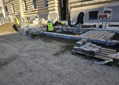 Magyar Nemzeti Bank nagykockakő rakása